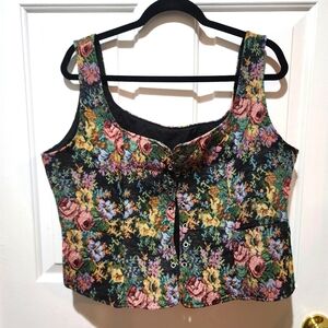 Vintage Tapestry Floral Corset Vest - Closure Ribbon/Laces NOT Included